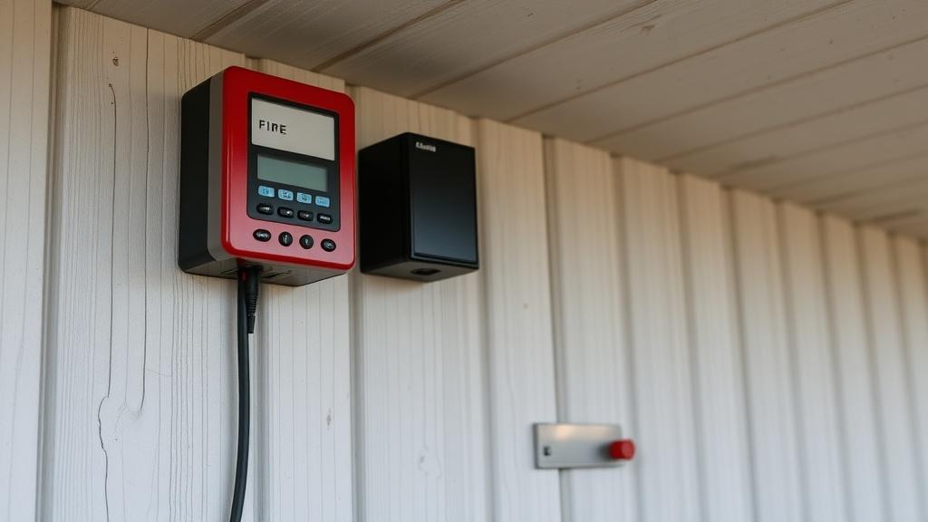 Fire alarm system on a rural farmфото